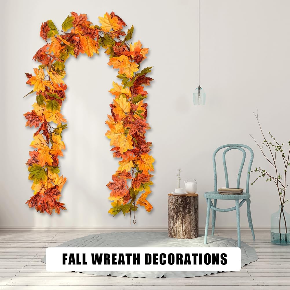 Guirnalda de hojas de arce de otoño, guirnalda de plantas de folia, hoja de arce e guirnalda de hojas de arce de otoño para boda, fiesta, hogar