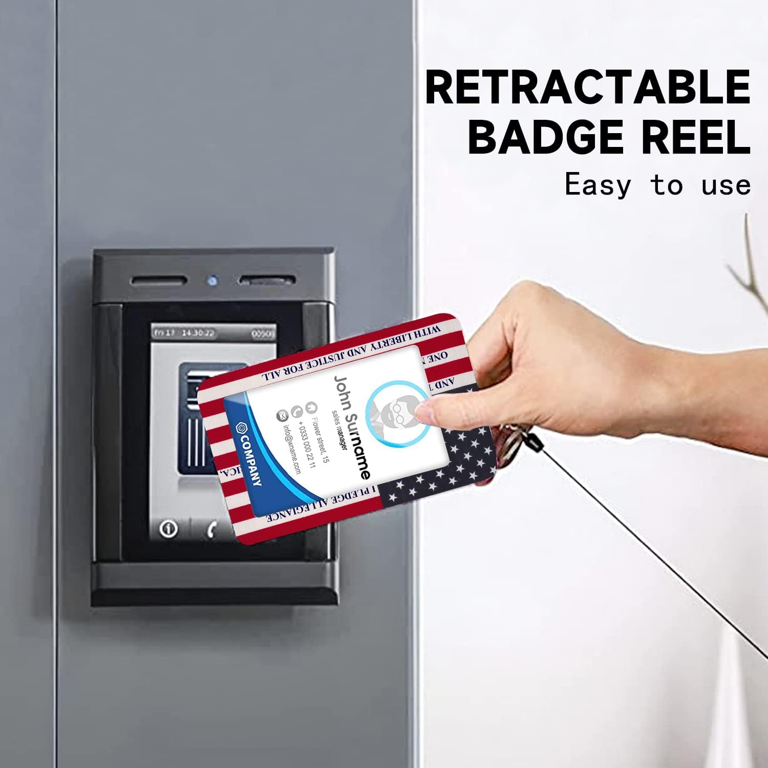 BUDUOZHI Soporte para tarjeta de identificación con cordón y clip retráctil para carrete de insignia, cordón de separación de la bandera de Estados