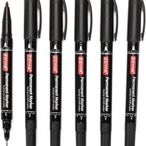 ZEYAR Marcadores permanentes de doble punta, marcadores de CDDVD, 4 colores, punta ultrafina y punta fina para firma y marca (color negro) ZEYAR Marcadores permanentes de doble punta, marcadores de CDDVD, 4 colores, punta ultrafina y punta fina para firma y marca (color negro)