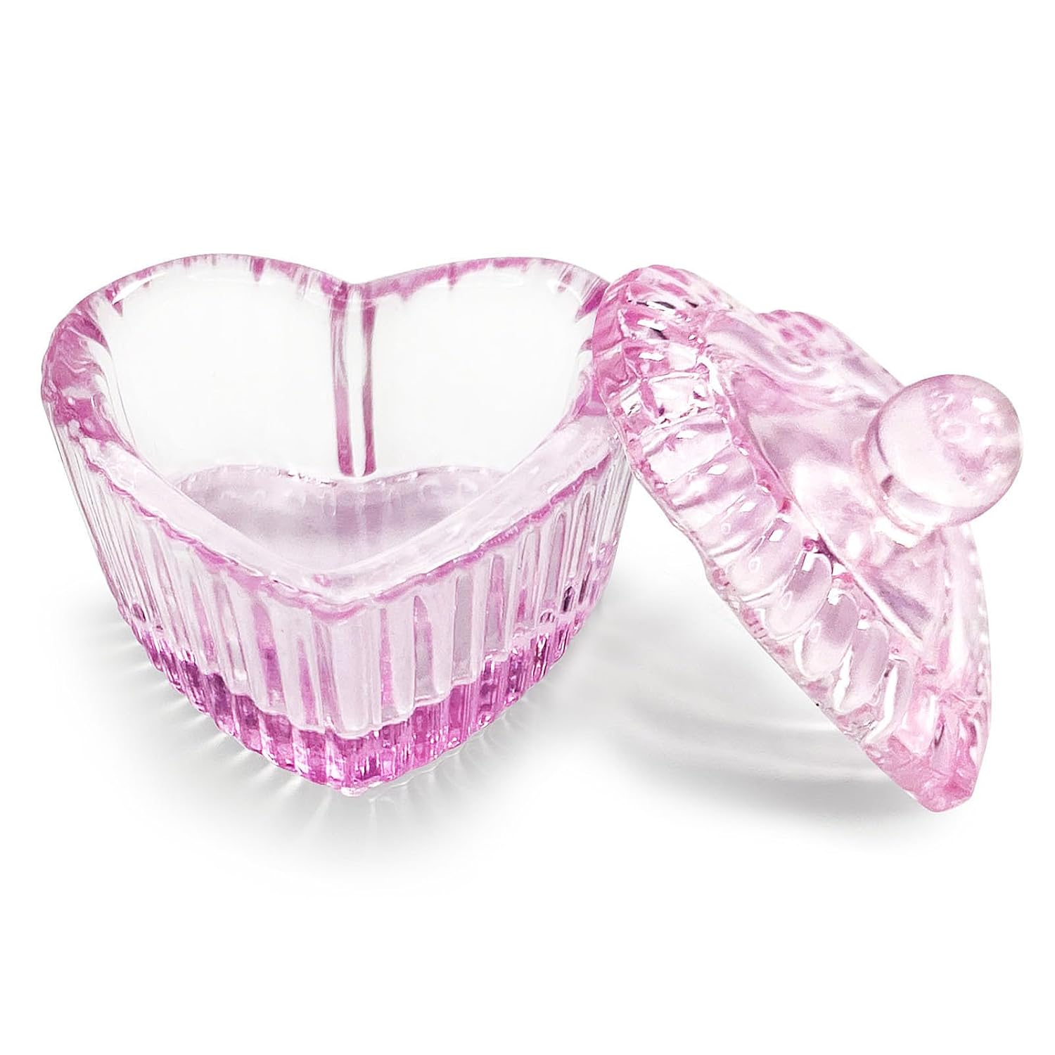 Crystal Sweet Heart Shape Acrílico Liquid Powder Glass Dappen Dish Vaso de vidrio con tapa Tazón de tapa para arte de uñas acrílicas, kit