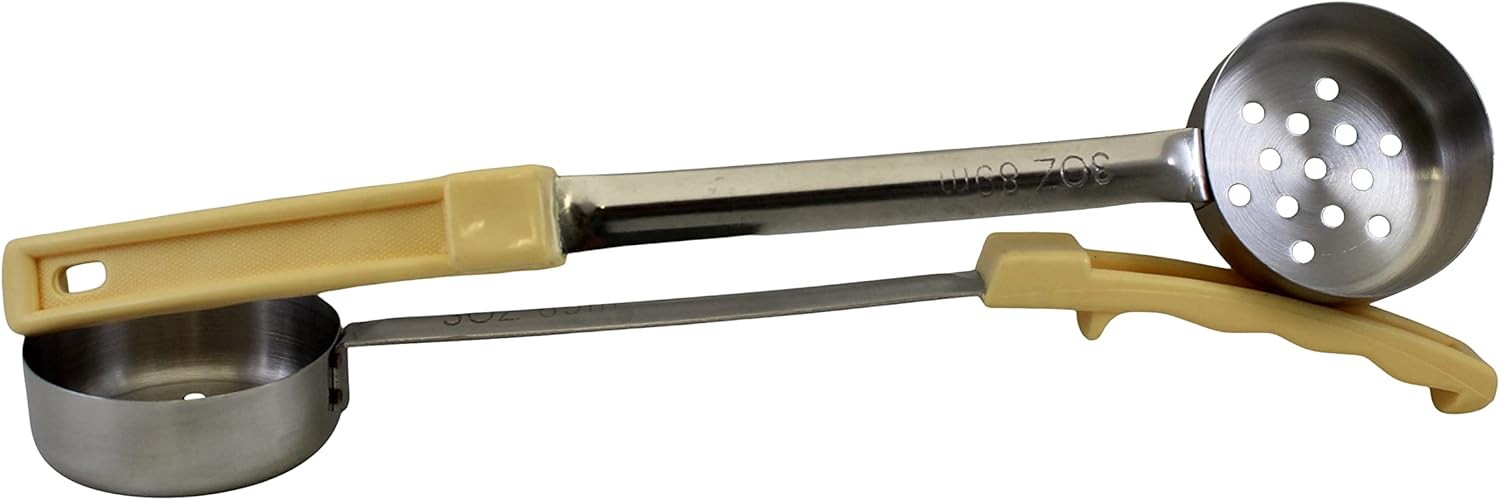 Cuchara ranurada de acero inoxidable para control de porciones de 3 onzas para medir y servir cucharas de grado comercial (paquete de 2)