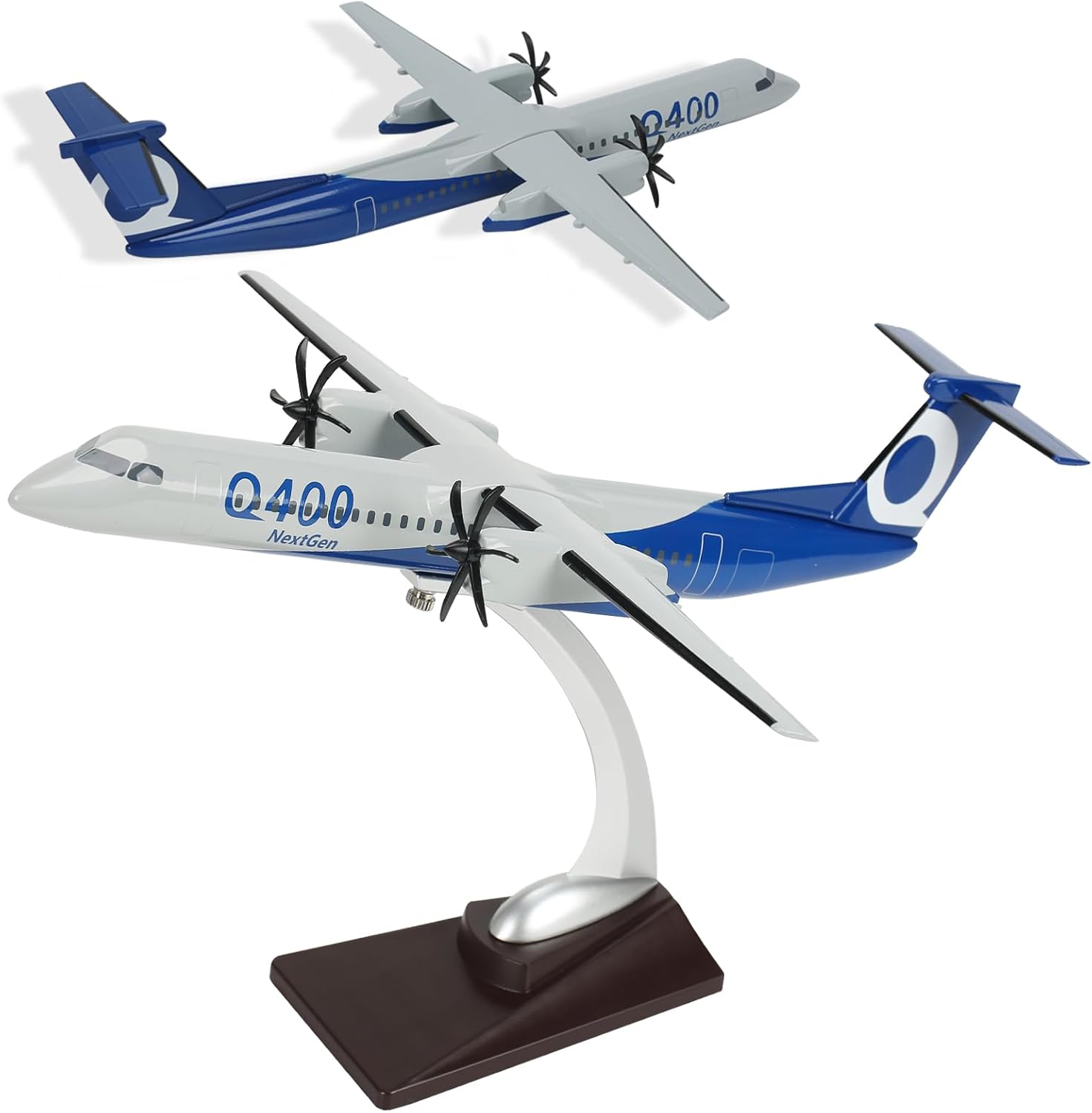 Bombardier Dash 8-Q400 Escala 1100 Modelo de turbohélice gemelo modelo de avión de aleación de resina fundido a presión con soporte y caja de regalo
