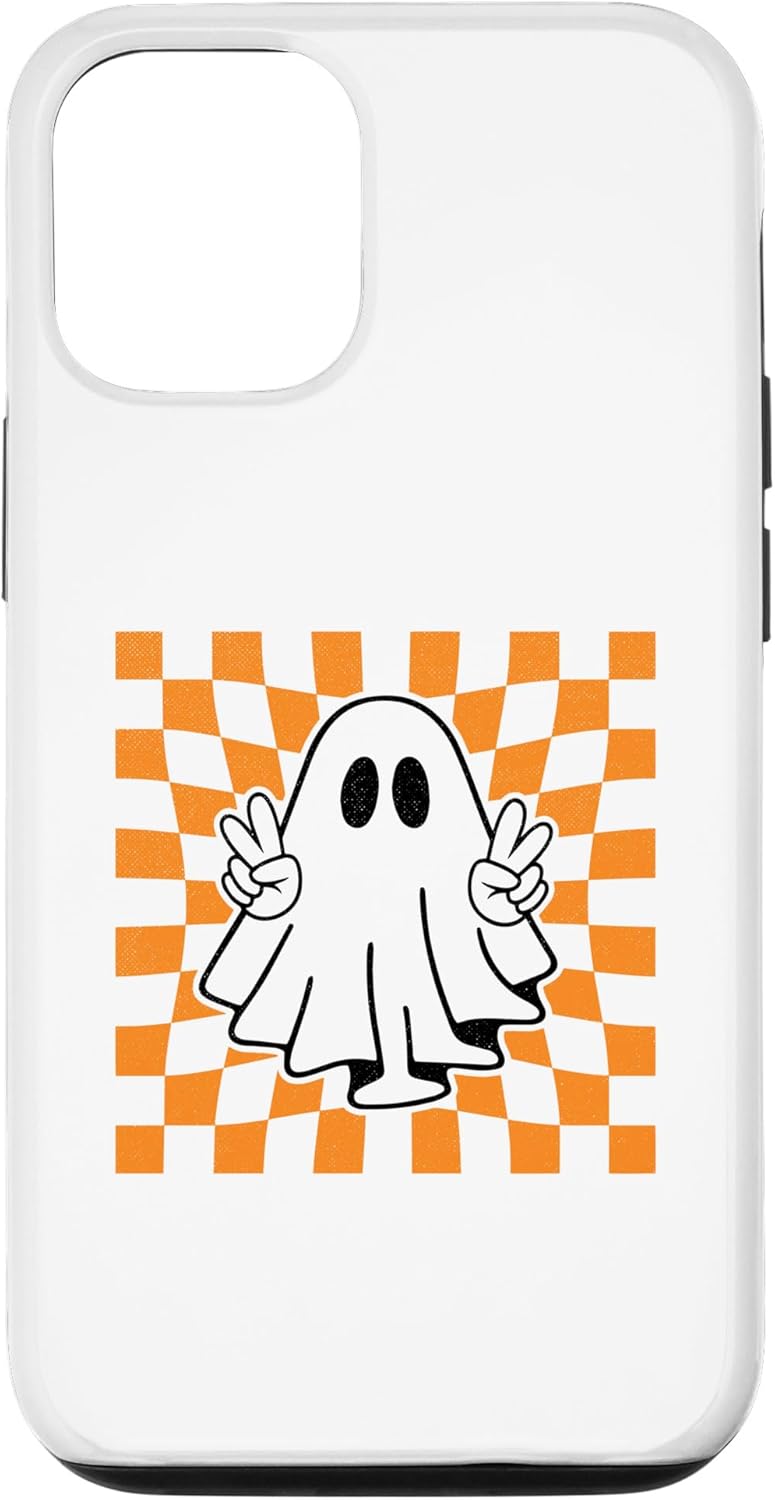 Funda divertida para disfraz de Halloween a cuadros de fantasma para iPhone 13 Pro