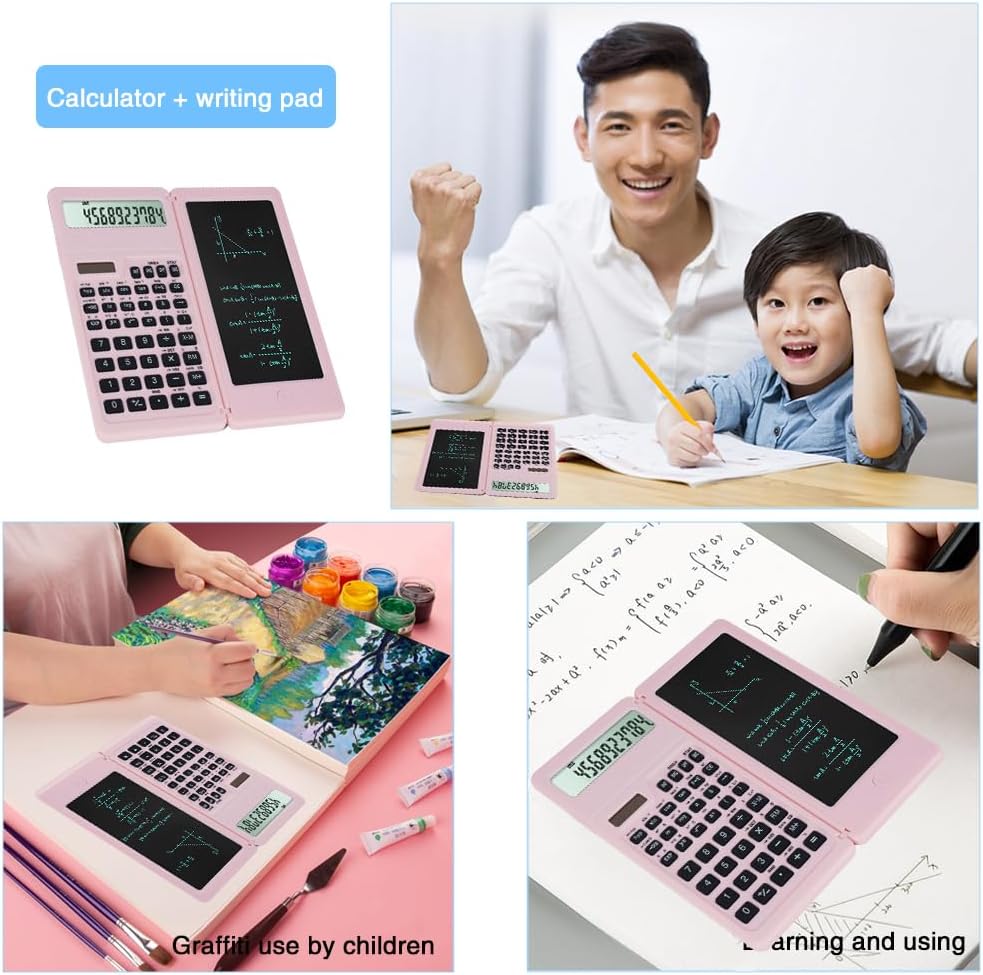 Calculadoras científicas para escuela secundaria y secundaria, energía solar y de batería con bloc de notas para la escuela, calculadora digital de