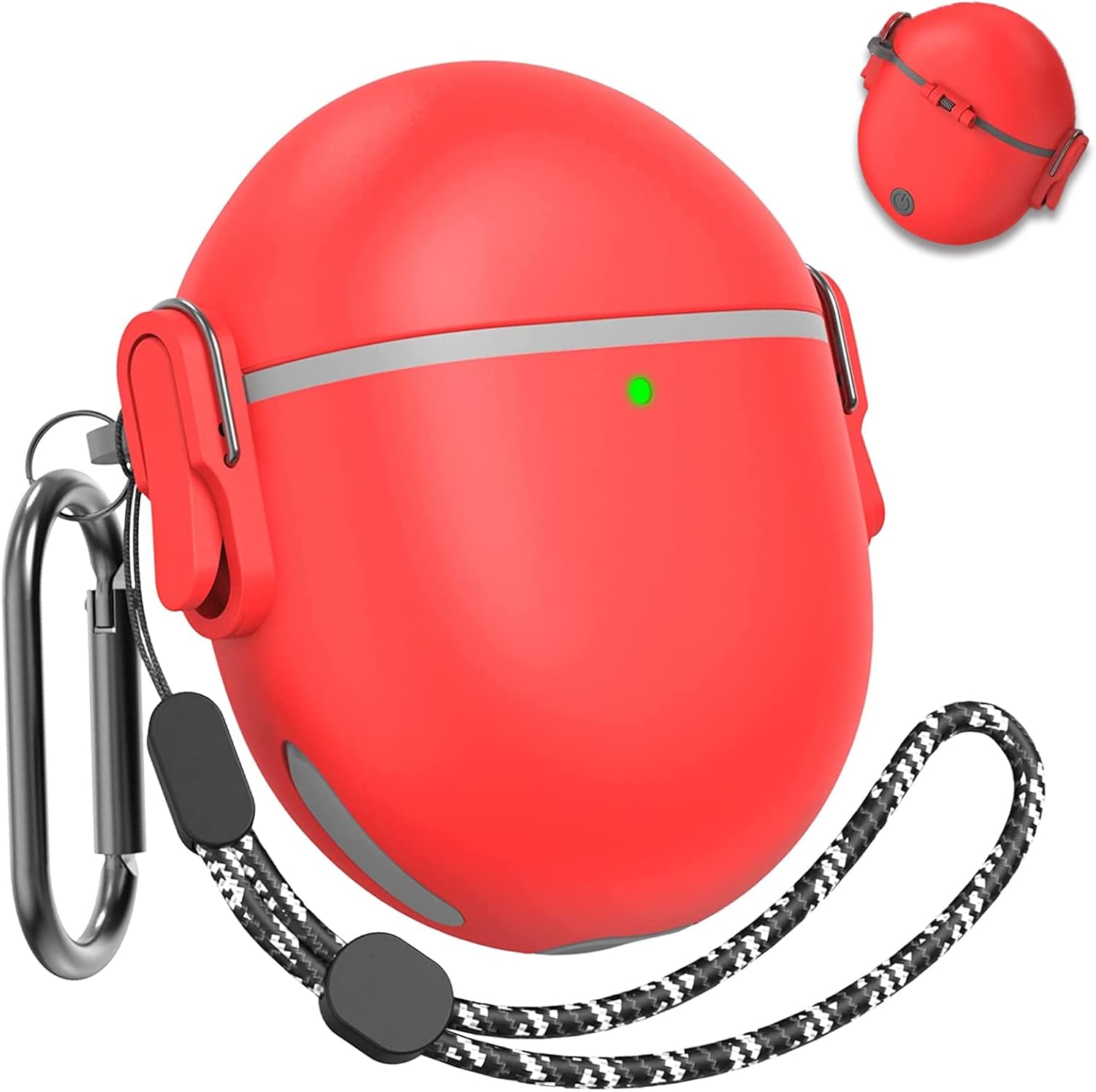 Miimall Funda compatible con Google Pixel Buds Pro, bloqueo seguro, llavero antipérdida, LED frontal visible, funda protectora militar de
