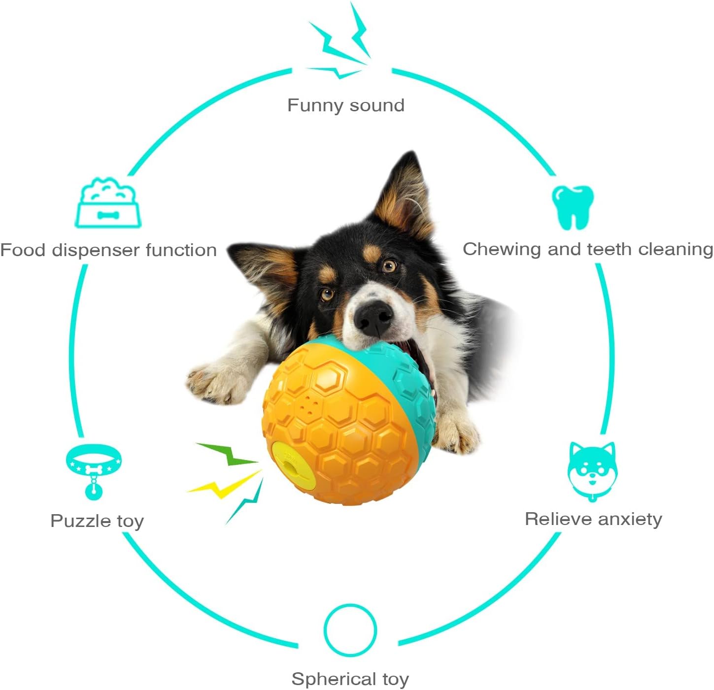 HNNOAIDA Juguete interactivo de comida para perro, juguete de bola de perro de 5.8 pulgadas que sostiene golosinas, juguete duradero para golosinas