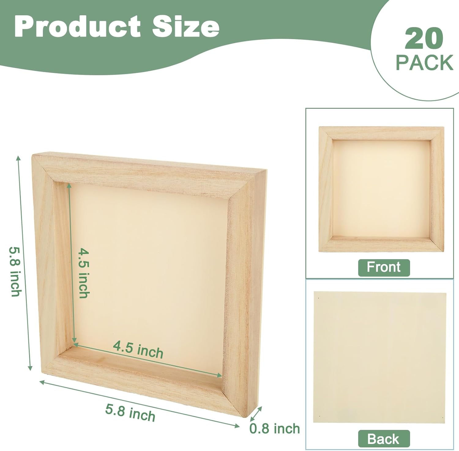 20 paneles de madera para pintar tableros de lienzo de madera sin terminar de 6 x 6 pulgadas, panel cuadrado en blanco de madera acunada para pintar