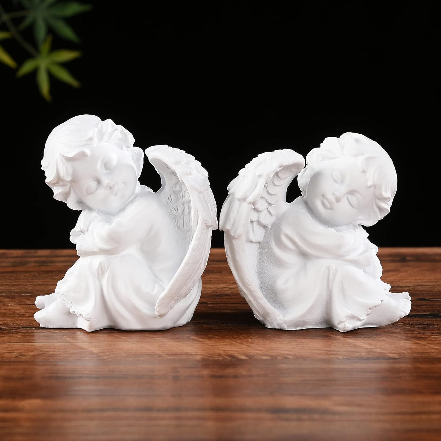 Un par de querubines durmiendo estatua de resina blanco ángulo estatuilla bendiga a las familias decoración del hogar Escultura de querubín