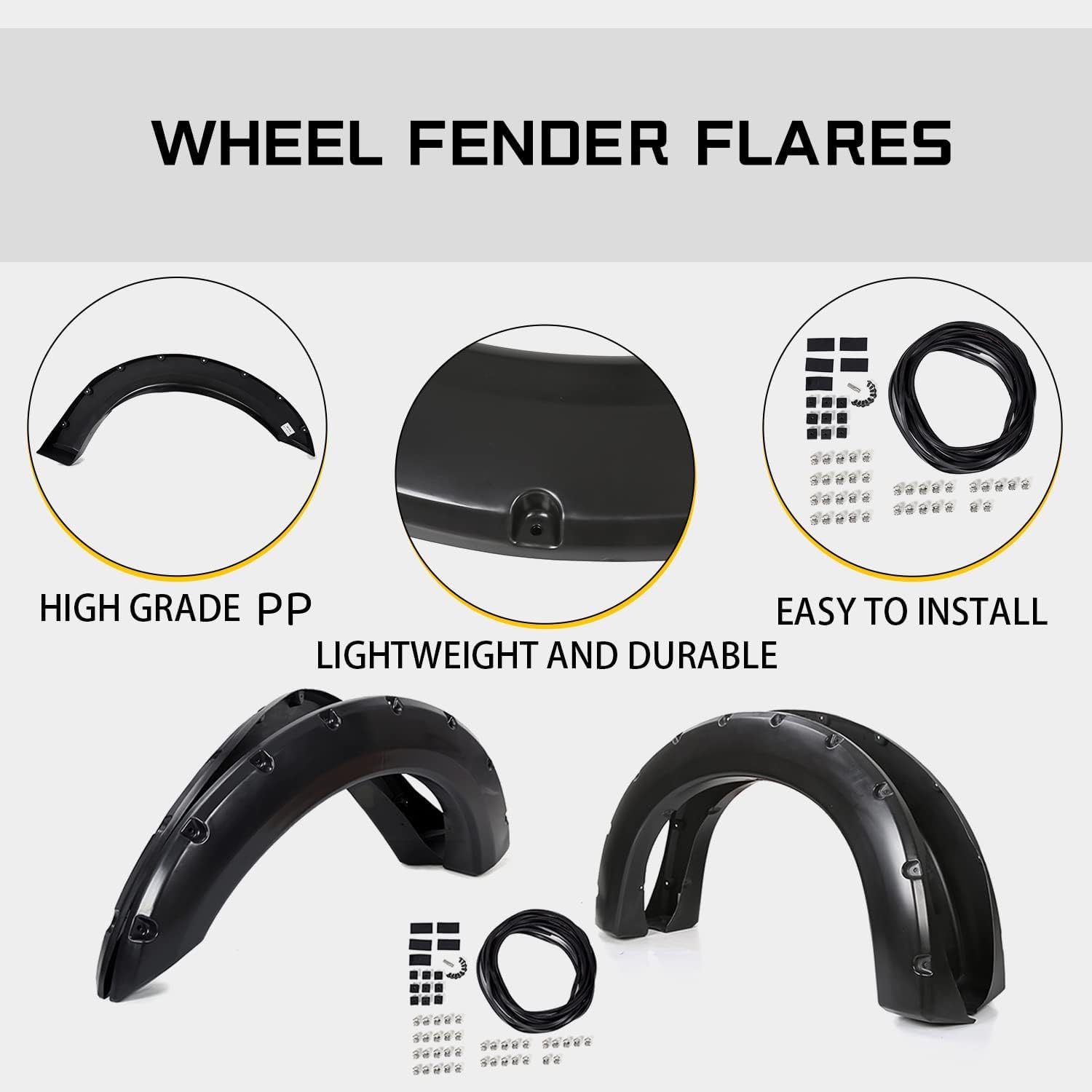4 guardabarros de rueda para guardabarros de bolsillo, estilo remachado para Ford 1999-2007 F250 F350 F250 F350 Super Duty con kit de herramientas