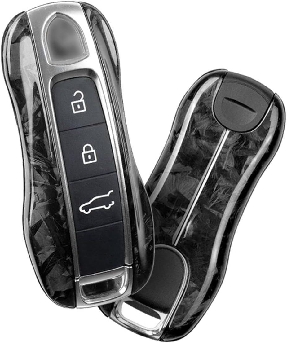 Funda para llavero de fibra de carbono pura 100% real para Porsche Panamera 2017+ Cayenne 2018+ y 911 Carrera 2020+ 718 Macan