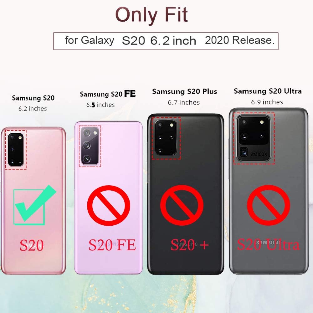 luolnh Funda para Samsung Galaxy S20, funda para Samsung S20 para niñas y mujeres, diseño de mármol brillante con purpurina dorada, a prueba de