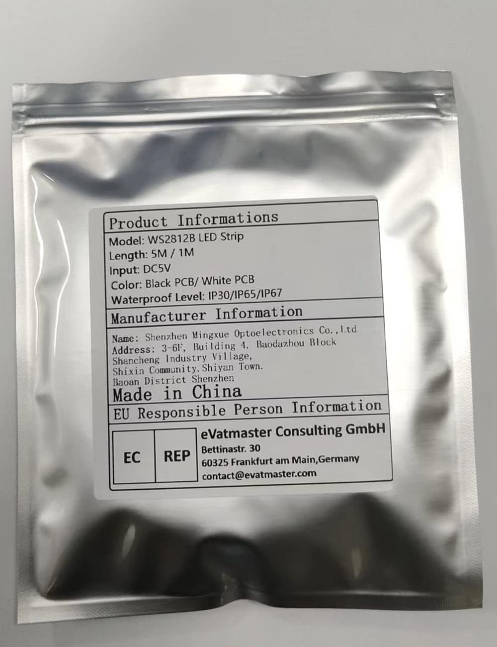 WS2812B Tira de LED RGB direccionable individualmente de 16.4 pies 5050SMD Smart Flexible Dream a todo color 60Pixelsm Luz PCB negra IP67