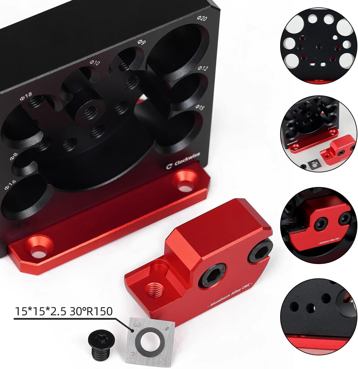 Kit de plantillas de clavijas ajustables, 6 piezas, métrica de 0.315 a 0.787 pulgadas con hoja de carburo, taladro eléctrico, varilla redonda,