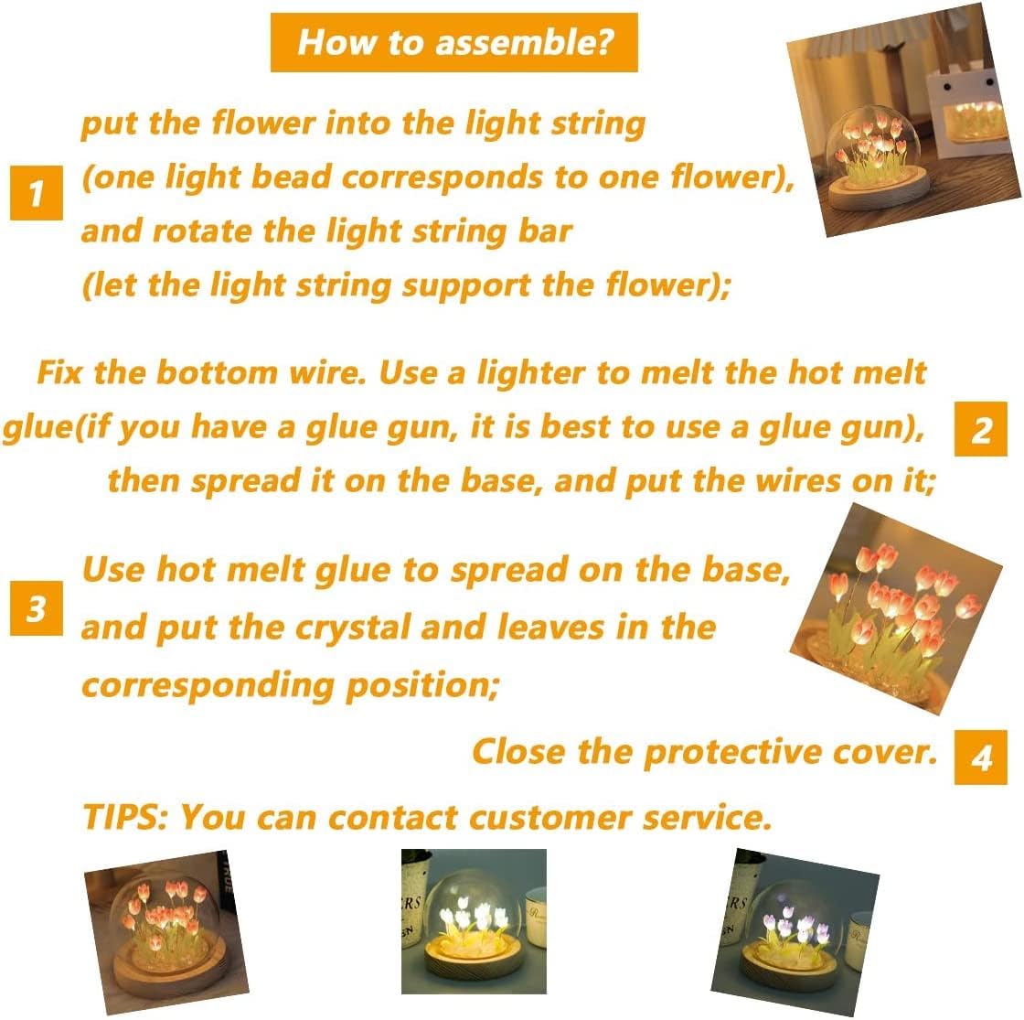 Luz nocturna de tulipán, bonita lámpara de tulipán decorativa hecha a mano, lámpara de simulación de flores para niñas, amigos, aniversario,