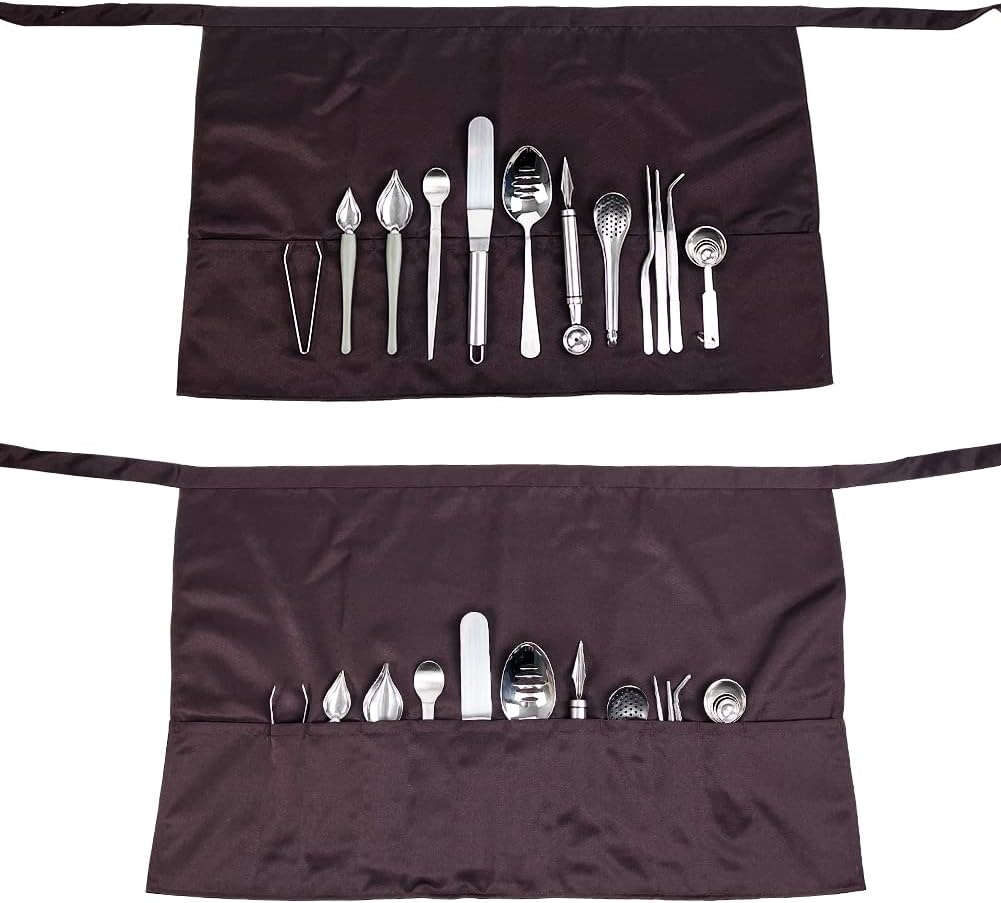 DUEBEL Kit de chapado de chef profesional juego culinario de 13 piezas con delantal de cocina y herramientas de acero inoxidable para presentación