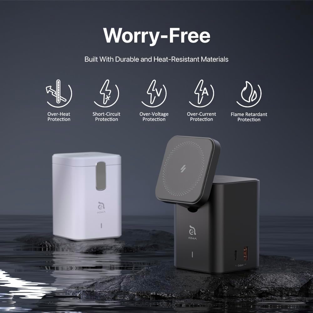 ADAM elements Cargador inalámbrico magnético – Mag 4 GaN 30W 4 in1 estación de carga de energía para iPhone 12131415 Series y AirPods Series (blanco)
