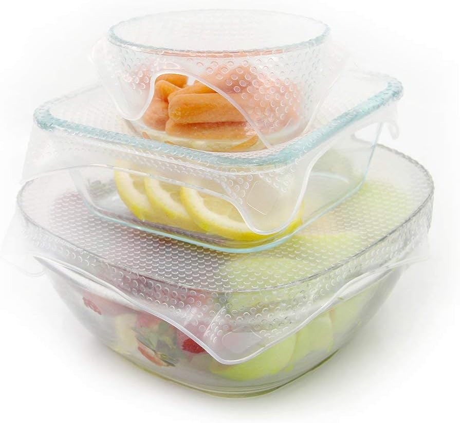 Grand Fusion Envoltura de alimentos de silicona apta para microondas, envolturas flexibles y reutilizables para alimentos, sin BPA y de larga