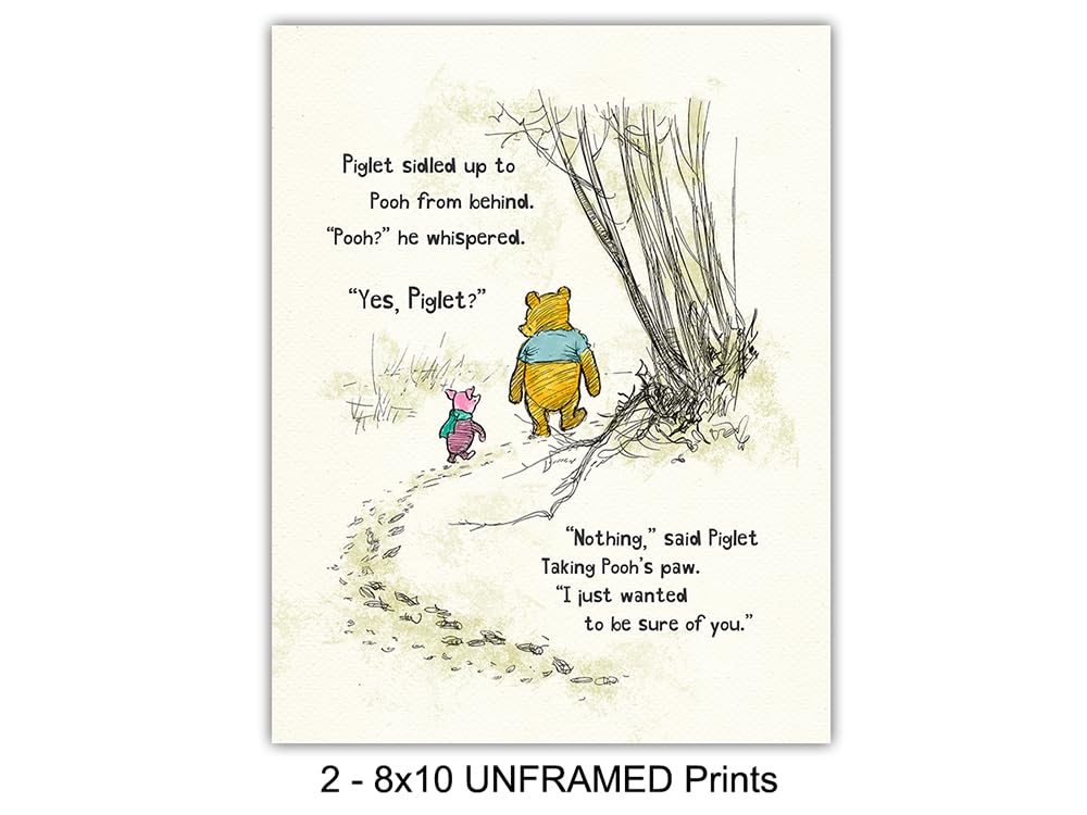 A. A. Milne Wall Art & Decor Poster Set 8×10 – Girls Bedroom Decor – Kids, Boys Room, Baby Nursery Decor – Wall Decor for Toddler – Always Remember