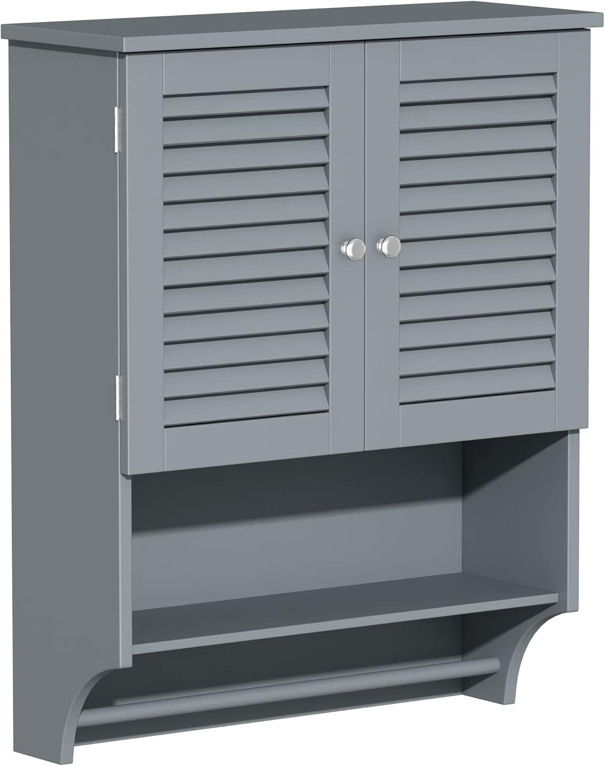 ChooChoo Armario de pared de baño con barra de toallas, 23.6 pulgadas de largo x 8.9 pulgadas de ancho x 29.3 pulgadas de alto, gabinete de medicina