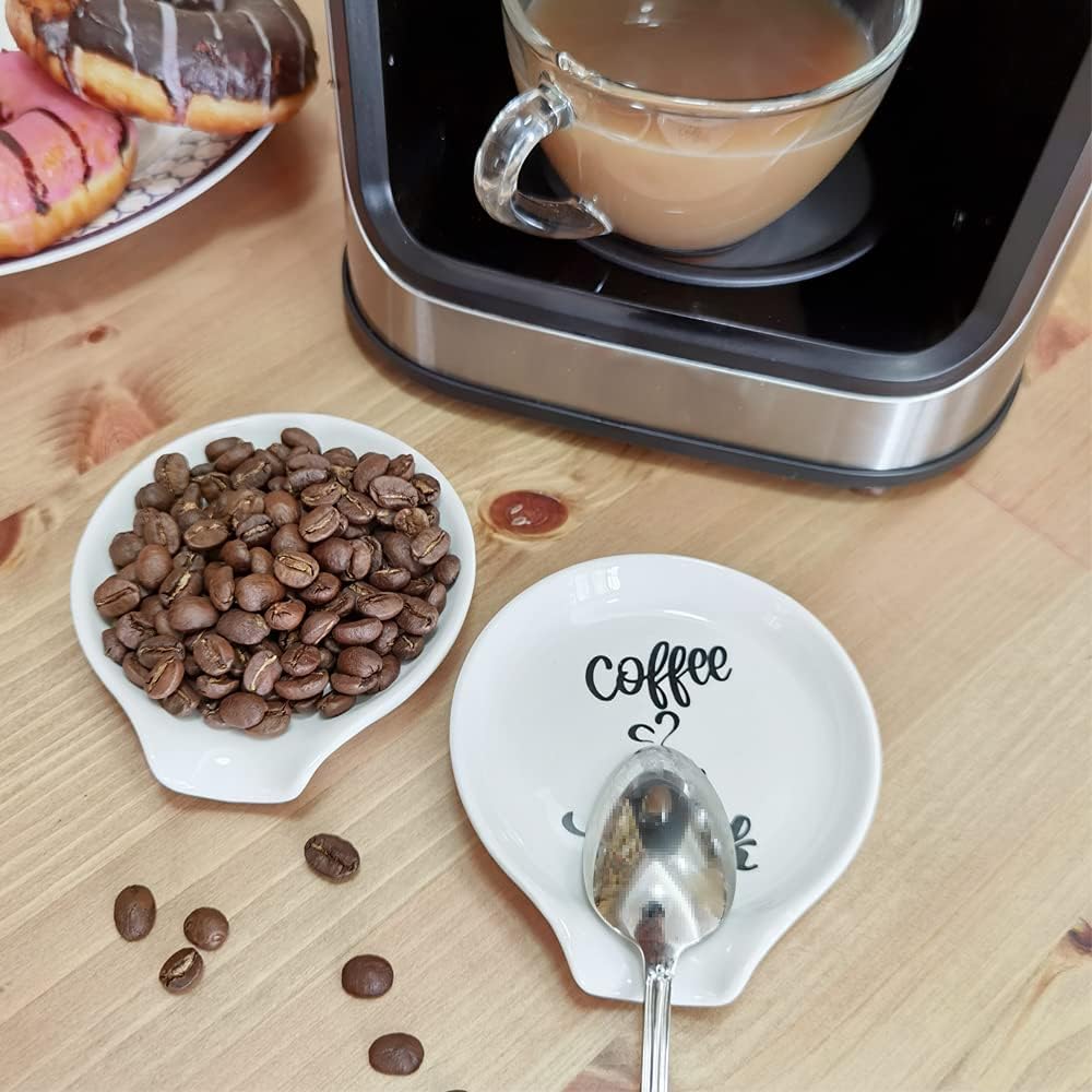 Coffee Break – Soporte para cucharas de café, grabado, lindo soporte para cucharas de encimera, divertido casa de campo, bar, estación de café,