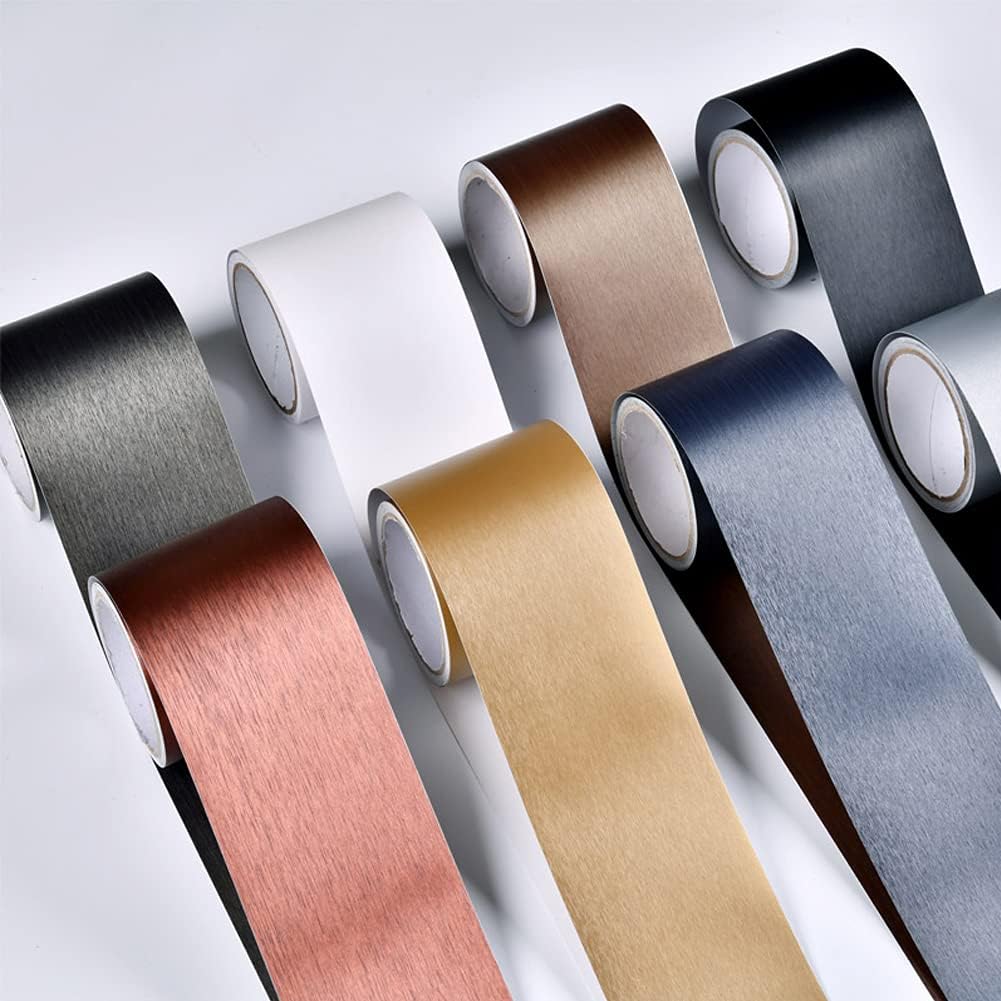 Kelendle Papel tapiz metálico para despegar y pegar, moldura flexible, autoadhesiva, líneas de pared, líneas de borde para baño, cocina, hotel,