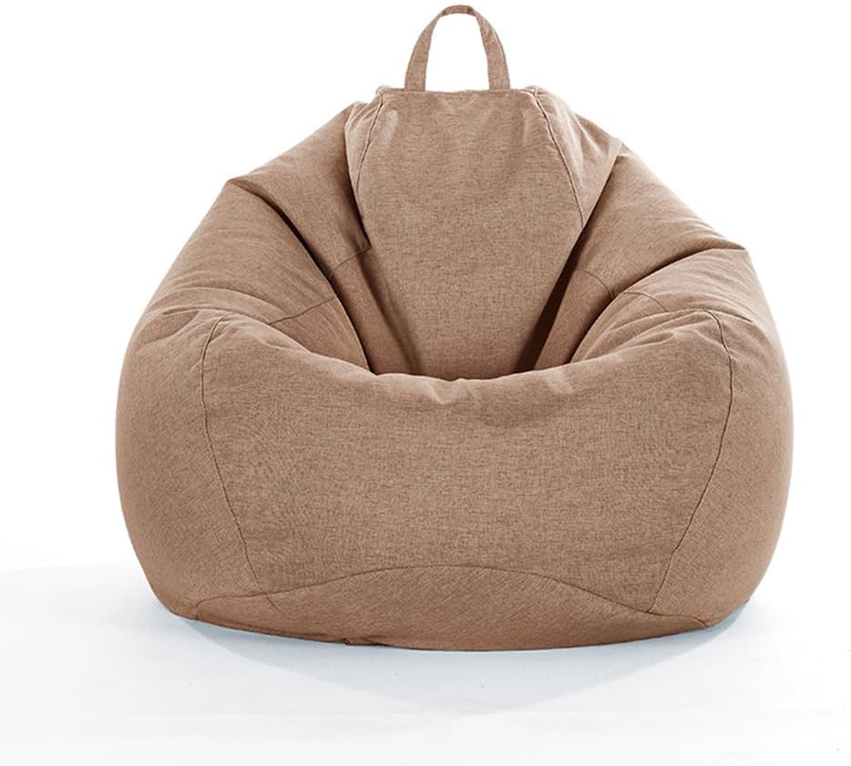 Funda para puf de lino de color sólido para niños y adultos (sin relleno), funda suave para sofá cama, lavable, de gran tamaño, para sala de estar,