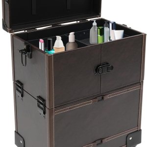 Goudergo Estuche de tren de maquillaje con ruedas para artistas, carrito de belleza, caja organizadora de cosméticos con 4 ruedas, estuche de tren Goudergo Estuche de tren de maquillaje con ruedas para artistas, carrito de belleza, caja organizadora de cosméticos con 4 ruedas, estuche de tren