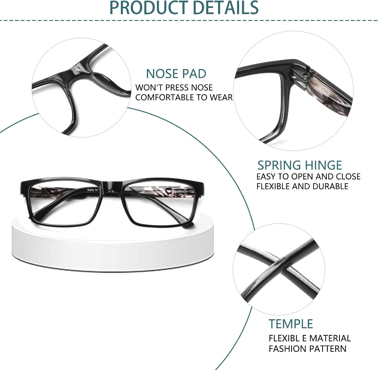 ZOECENT Paquete de 3 lentes de lectura progresivos multienfoque para mujeres y hombres, bloqueo de luz azul, bisagras de resorte, lectores de