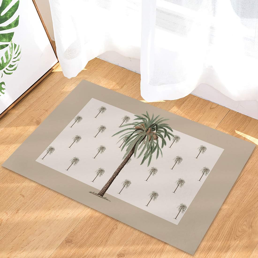 ZOE GARDEN Tapete antideslizante para puerta, diseño tropical de playa, decoración de palmeras para cocina, puerta delantera, baño, tapete lavable