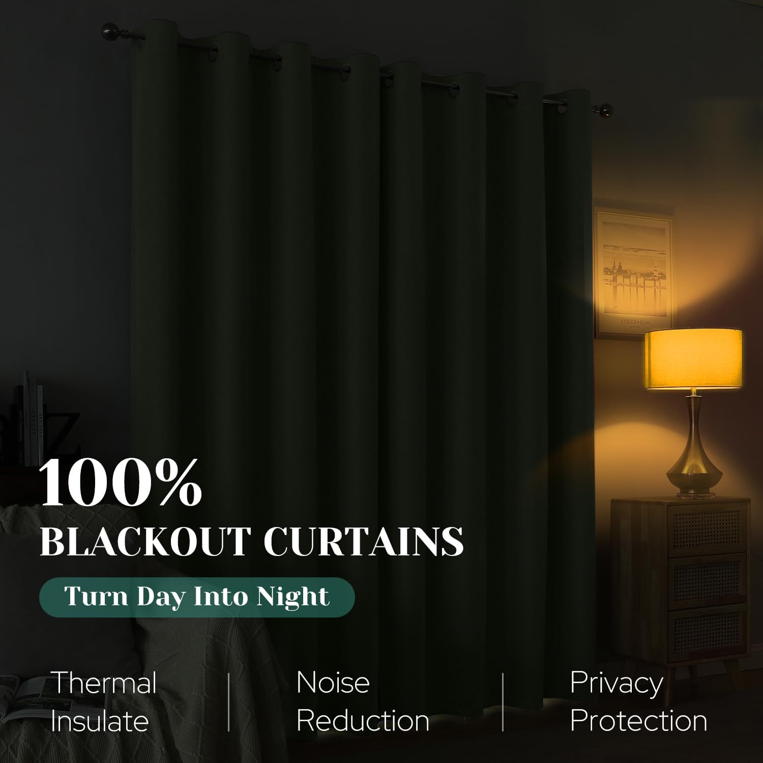 HOMEIDEAS Cortinas opacas 100% verde salvia para dormitorio, cortinas de lino de 63 pulgadas de largo, 2 paneles para sala de estar, lino sintético,