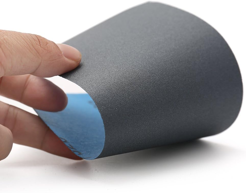 LotFancy Papel de lija de grano 320, 45 unidades, papel de arena seca húmeda de 9 x 3.6 pulgadas, hoja de lijado de carburo de silicio para metal