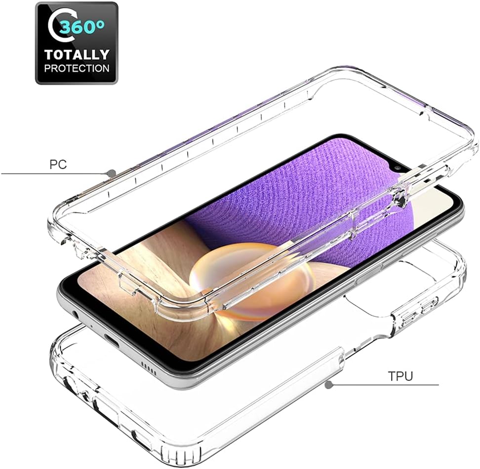 Funda compatible con Galaxy A32 5G, Samsung A32 5G para niñas y mujeres, cuerpo completo, a prueba de golpes, transparente, suave, flexible, funda