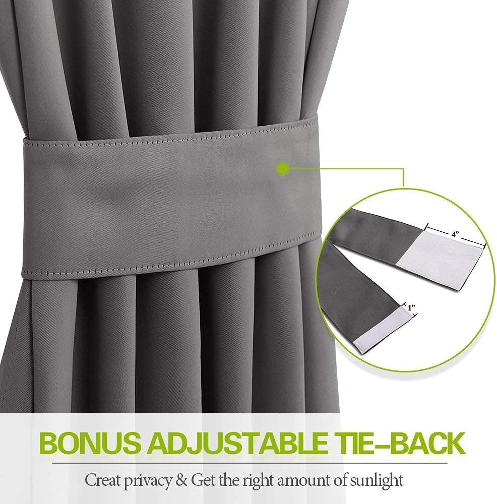 Pony Dance – Cortinas opacas deslizantes con aislamiento térmico para puerta francesa, incluye alzapaños ajustable, 1 pieza