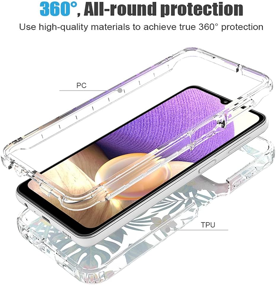 Zoeirc Funda para Galaxy A32 5G, Samsung A32 5G Funda transparente para niñas, TPU suave 360, cuerpo completo, a prueba de golpes, híbrida,