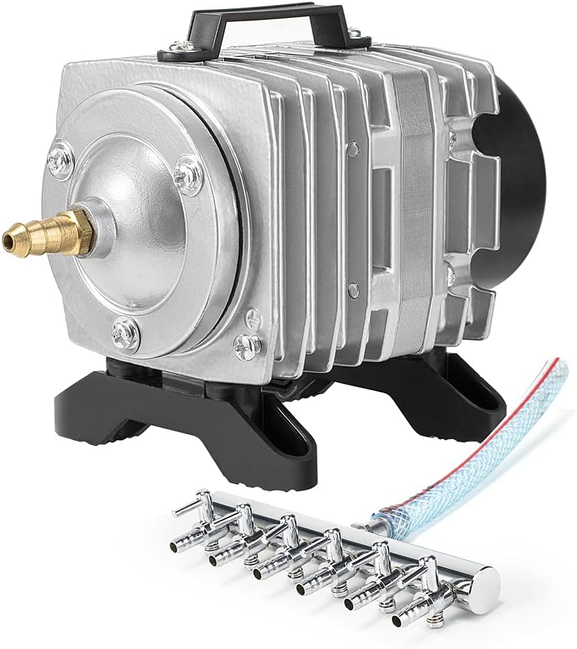 DaToo Bomba de aire para acuario 18W 602 GPH 38Lmin 6 salidas Bombas de aire comerciales para peceras Sistemas hidropónicos Estanque