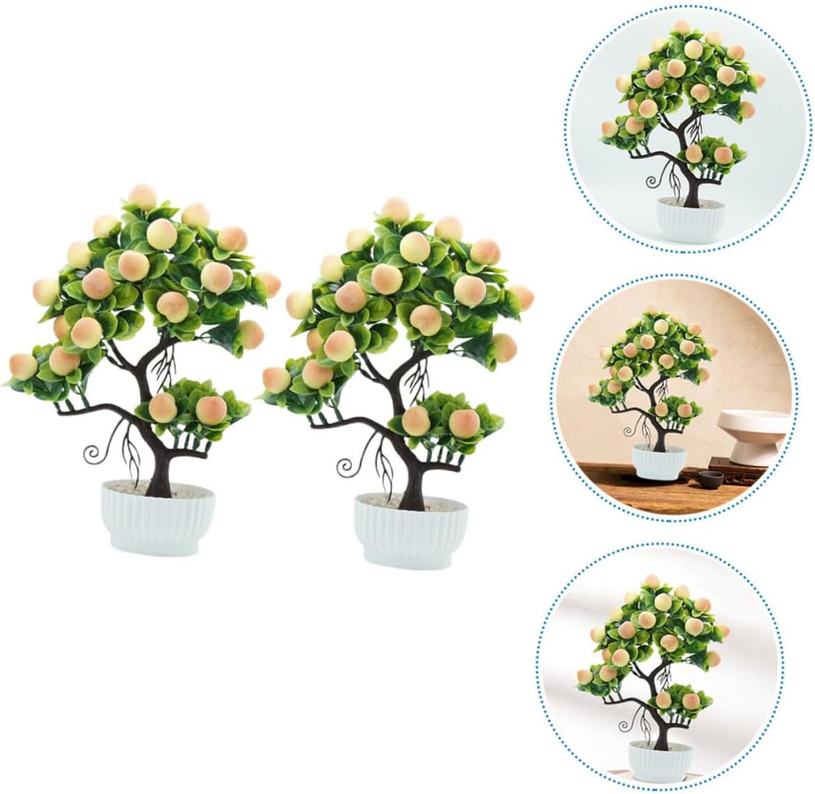 HOMSFOU Árbol frutal artificial de limonero, árbol frutal artificial de melocotón, bonsái en maceta, decoración de fiesta de durazno, árbol pequeño