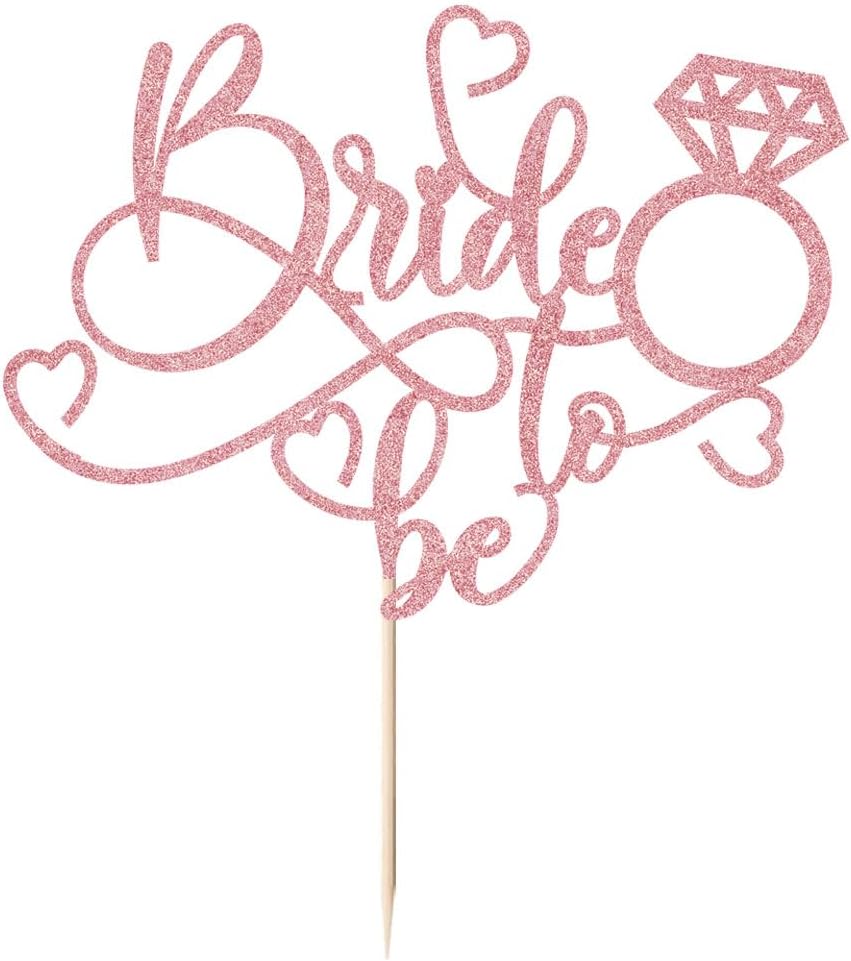 Bride to Be – Decoración para tartas con purpurina, decoración de fiesta de compromiso (oro rosa 1)
