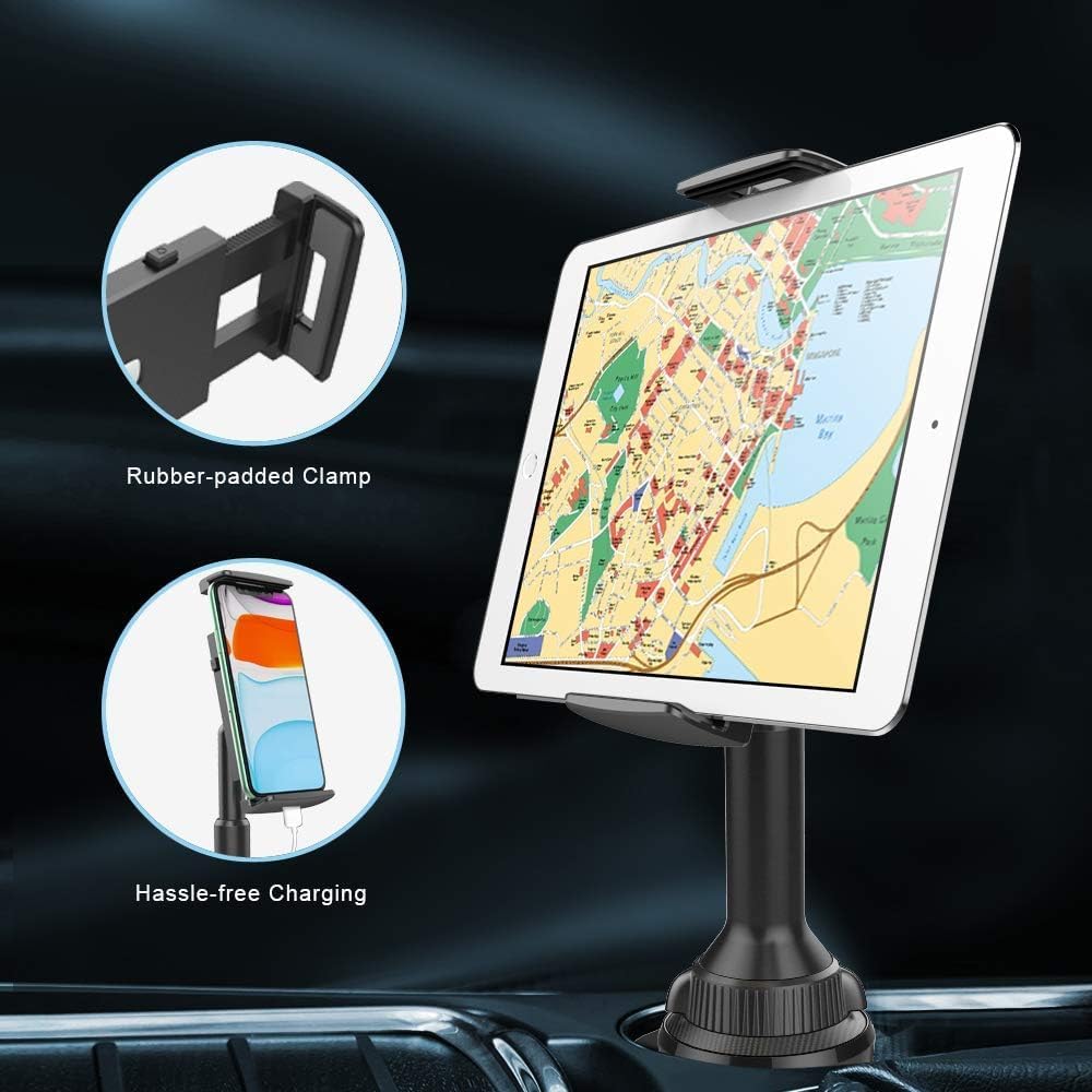APPS2Car Soporte para tablet para automóvil, soporte para tableta de automóvil con abrazadera ajustable (hasta 8.3 pulgadas), soporte de iPad