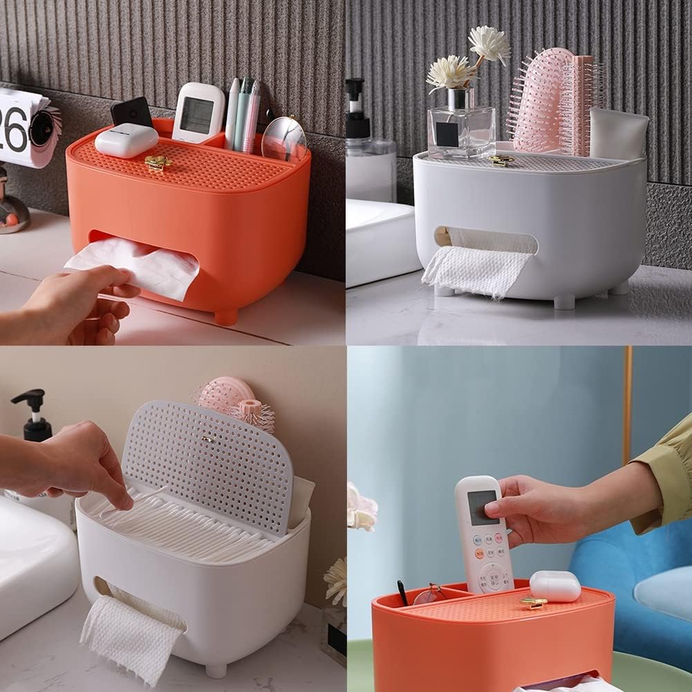 Ochine Caja de pañuelos con almacenamiento, funda para caja de pañuelos multifuncional, caja de control remoto, dispensador de pañuelos faciales,
