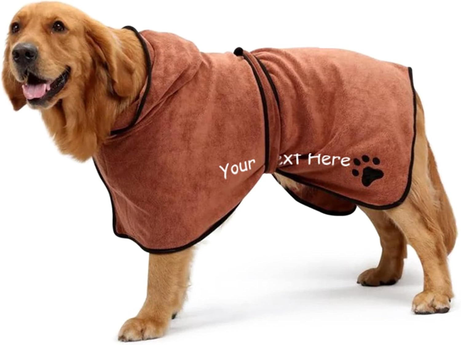 Toalla de baño personalizada para perro con nombre y pata, batas de microfibra súper absorbente para después del baño, bata de baño para perros XS –