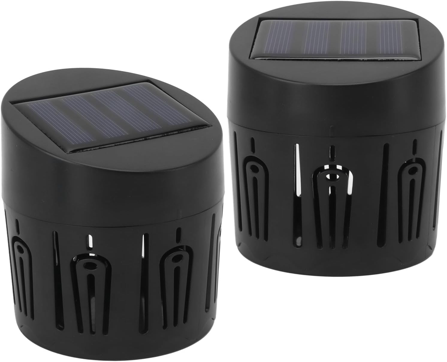 2 luces solares para valla, luces solares de cubierta, luces LED impermeables IP67 para exteriores, patrón de carcasa elegante decorativo, poste de