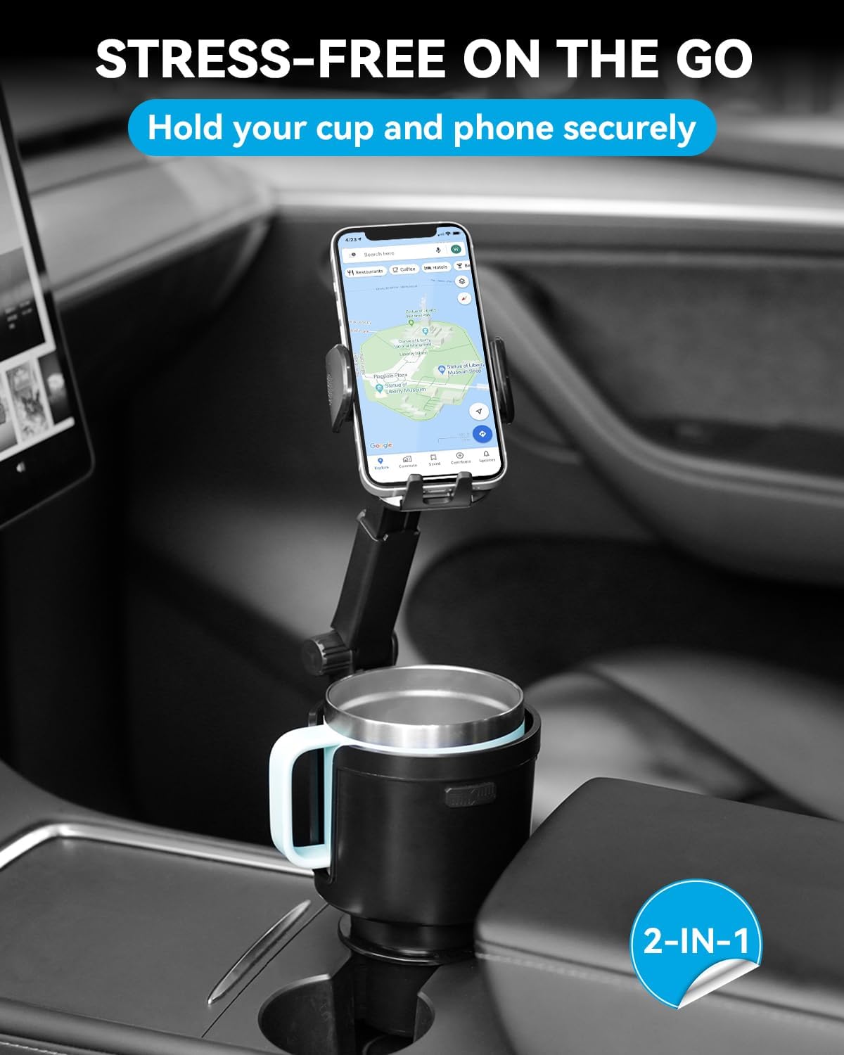 Soporte de teléfono para automóvil con base expandible, soporte ajustable 2 en 1 para teléfono celular, compatible con iPhone, Samsung Pixel y todos