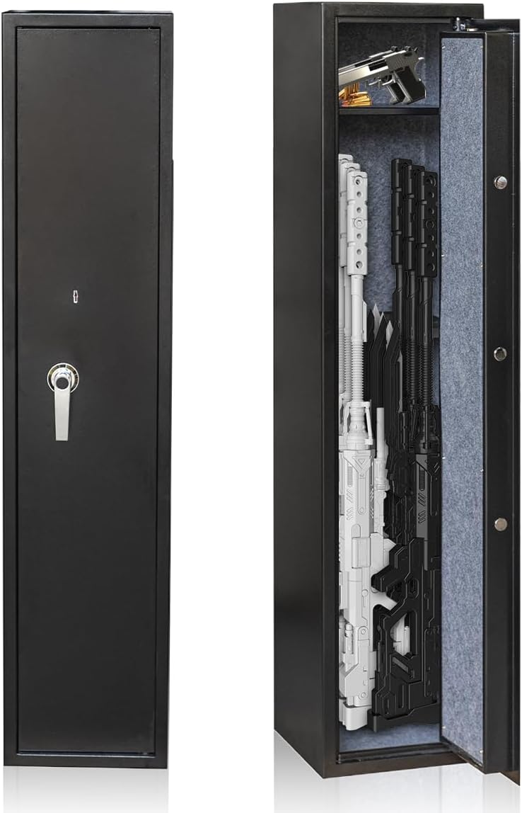 xhlokk Rifle Gun Safes for Home, Quick Access 5-6 Gun Storage Cabinet for Rifles Shotguns and Pistols, Heavy Duty Anti-Theft Gun Safes Cabinets,