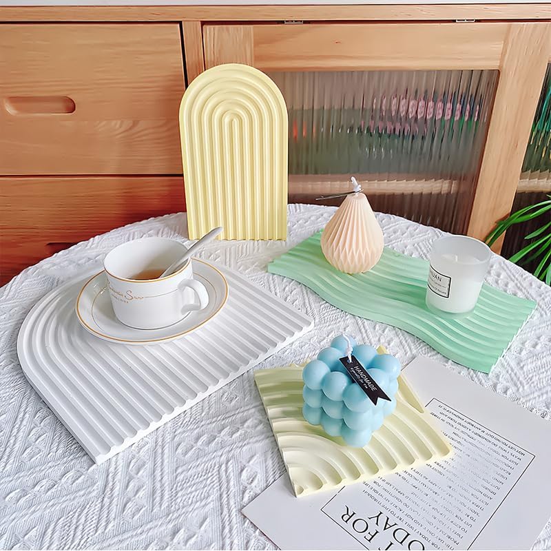 Juego de 3 moldes de resina de silicona, moldes geométricos de silicona, molde de contenedor de resina en forma de arco iris para jabón, velas