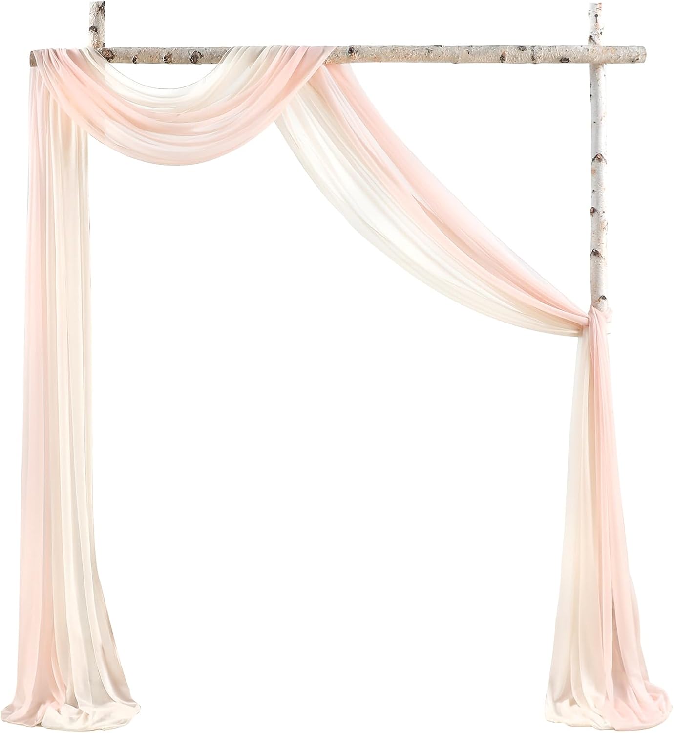Serra Flora Tela drapeada para arco de boda, 2 paneles de 29 pulgadas x 20 pies, cortinas de color champán transparentes para decoración de techo de