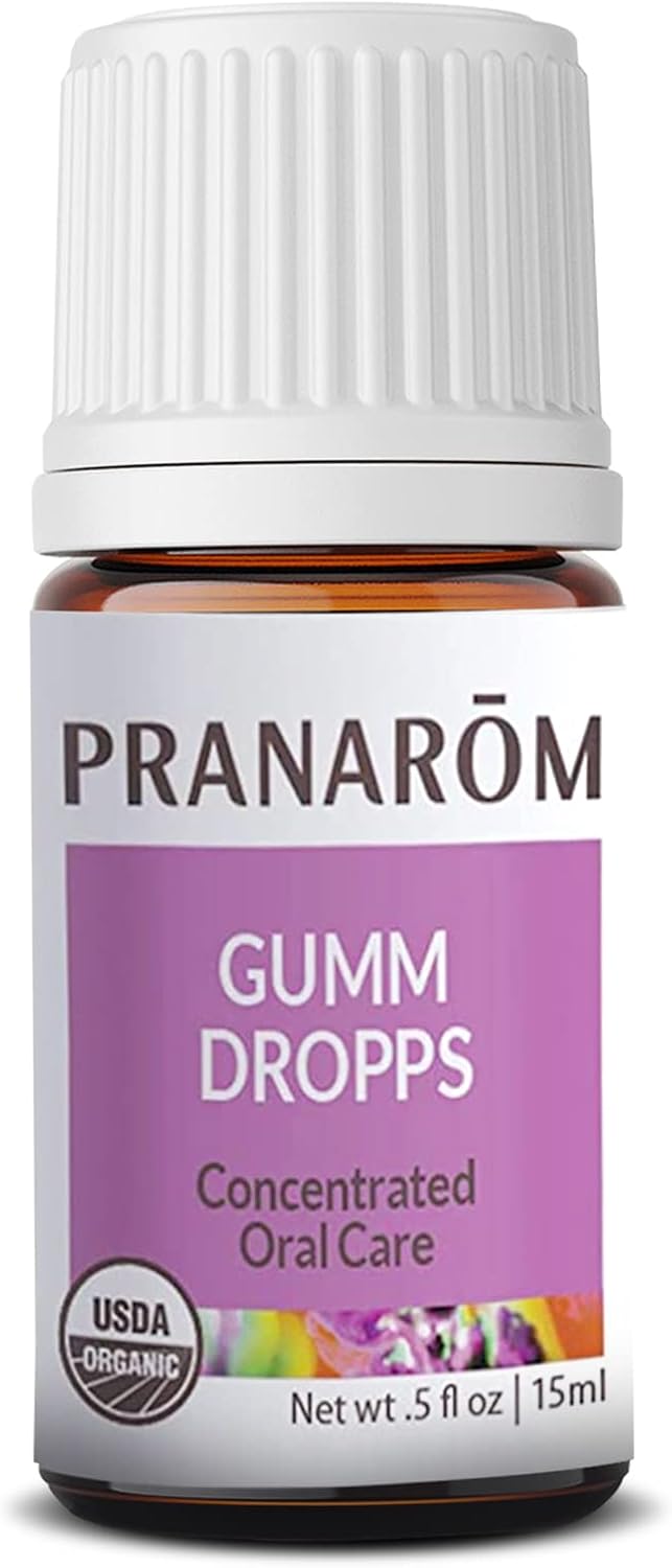 Pranarom – Gumm Dropps Aceite esencial para la salud de los dientes y las encías, enjuague bucal natural para el cuidado bucal, aceites esenciales