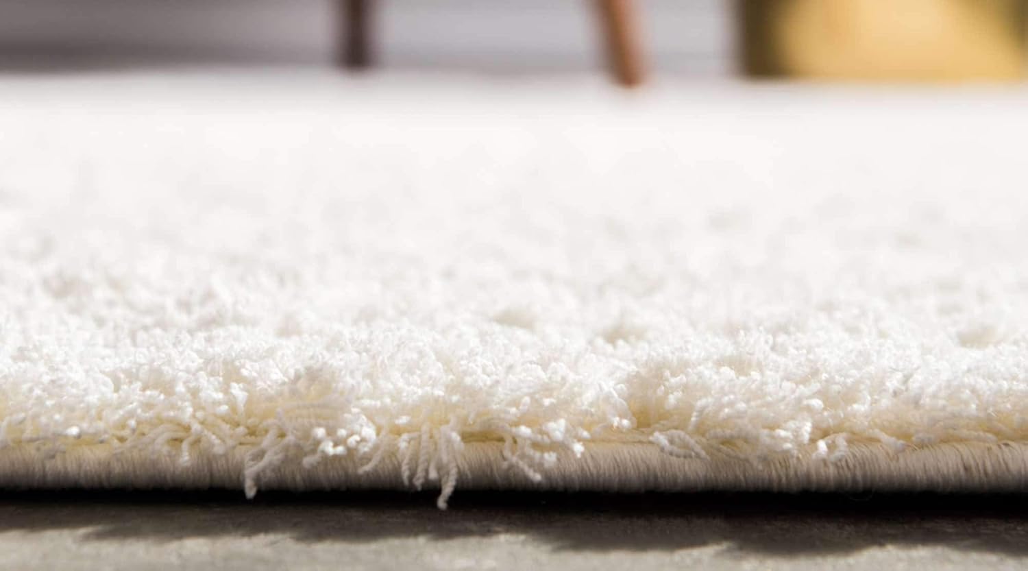 Unique Loom Studio Solid Shag Collection Urban – Alfombra moderna súper suave y de felpa, 4 x 6 pies, color blanco
