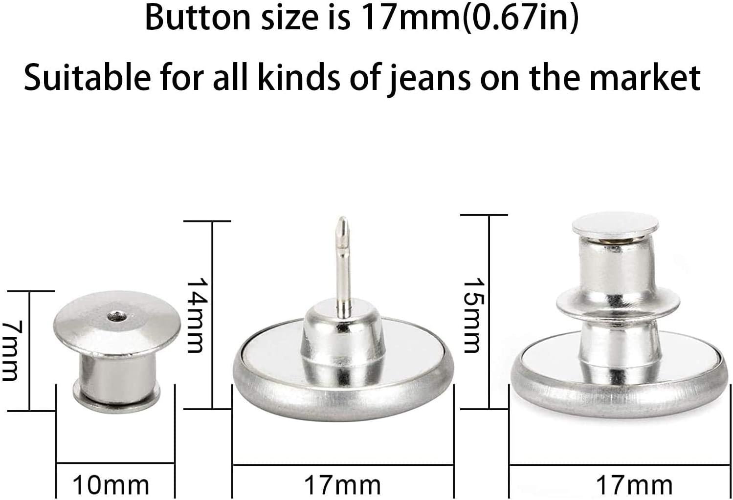 6 botones instantáneos de ajuste perfecto, botones instantáneos, botones de repuesto de jeans, botón extraíble sin botones de costura para extender