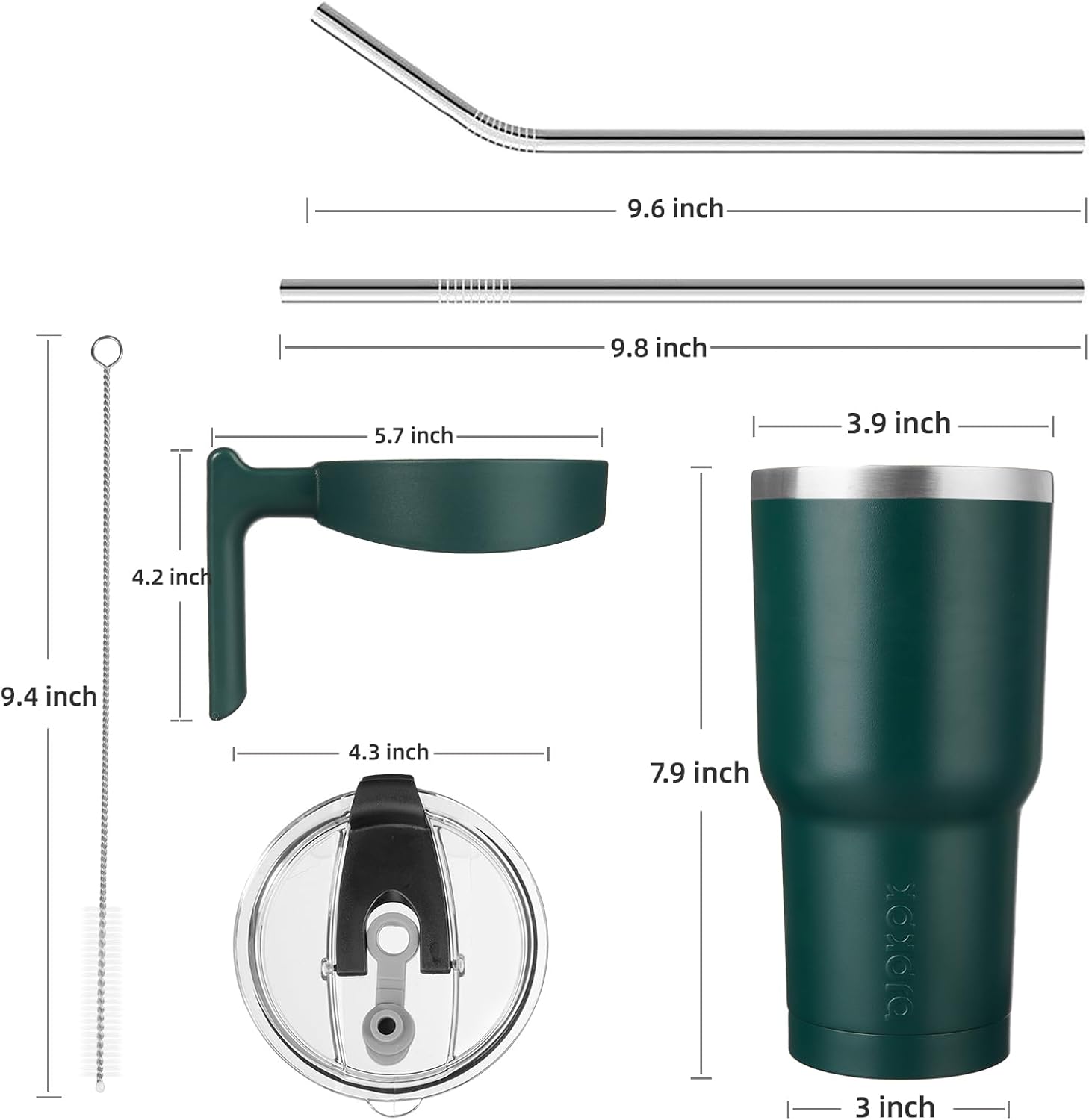BJPKPK Vaso con asa y pajita, vaso aislado de 30 onzas con tapa, taza de café de acero inoxidable, taza de viaje, verde militar
