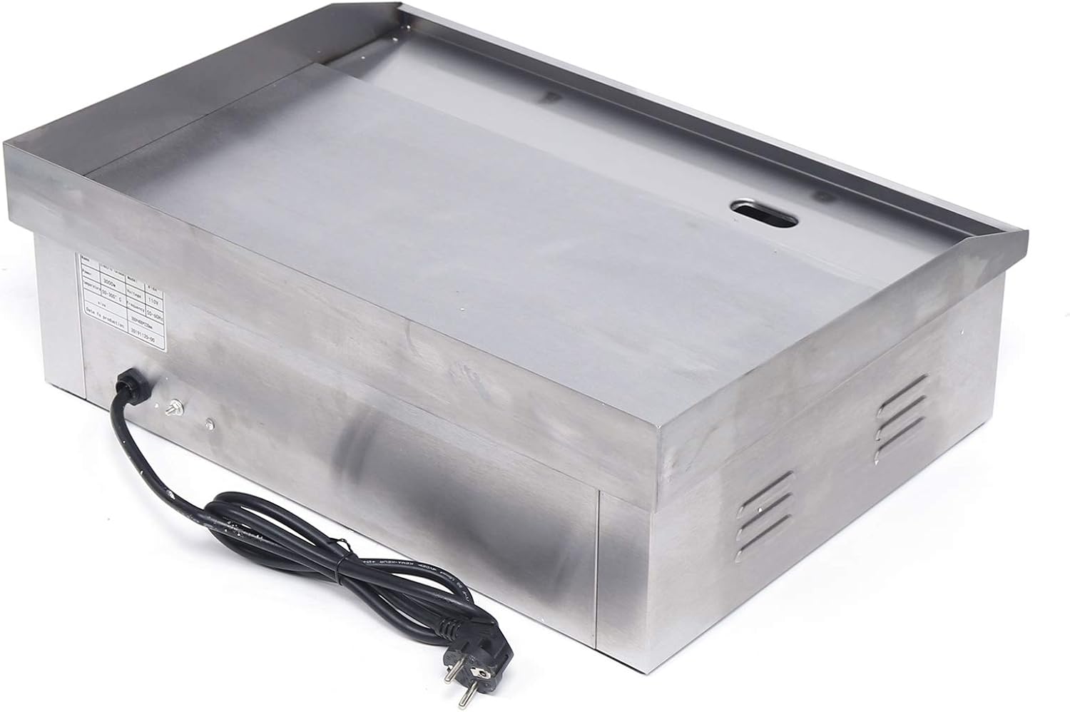 Plancha eléctrica comercial de 1600 W, 22 pulgadas, parrilla superior plana, placa caliente, barbacoa, antiadherente, grande, control termostático